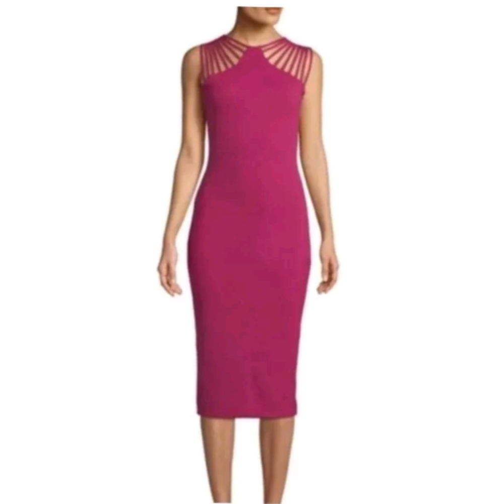 Womens Dress The Population Magenta Gwen Strappy Stretch Lined Dress Size Large